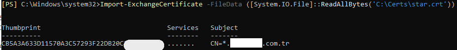 Importing the new certificate and getting the new thumbprint
